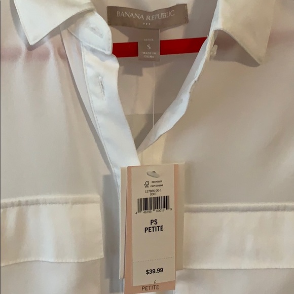 White Petite Small Banana Republic Blouse - Picture 3 of 5